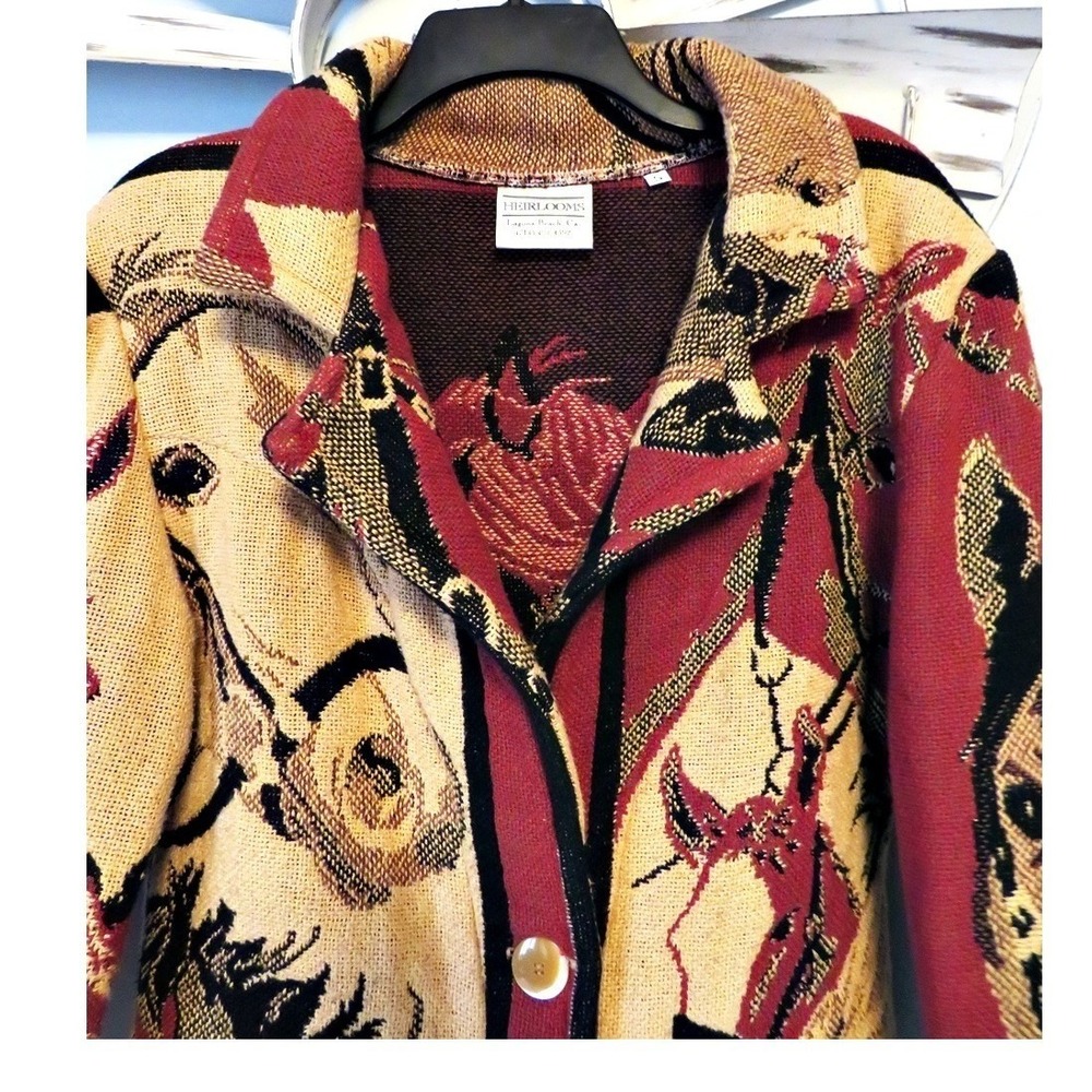 Heirlooms Laguna Beach Horse Tapestry Jacket S Western Woven Button Front Small - Picture 3 of 13